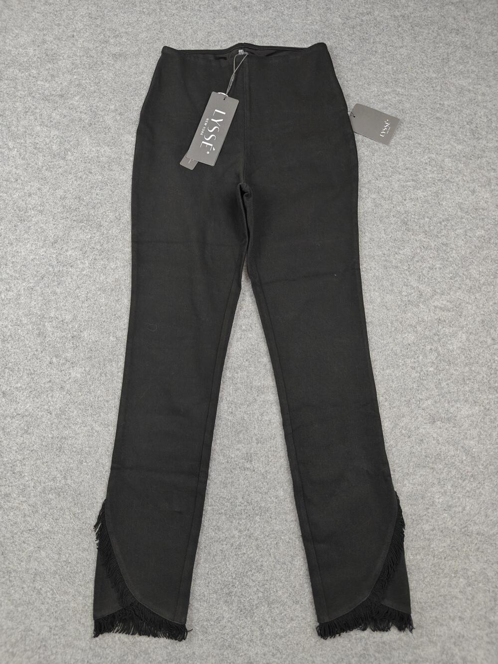 LYSSE Pants Womens XS Black Jegging Slim Stretch Denim Pull On Fringe Hem